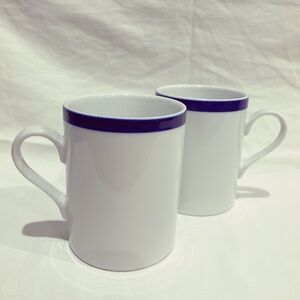 Williams Sonoma - Brasserie Blue-Banded Porcelain Coffee Mugs set of 2